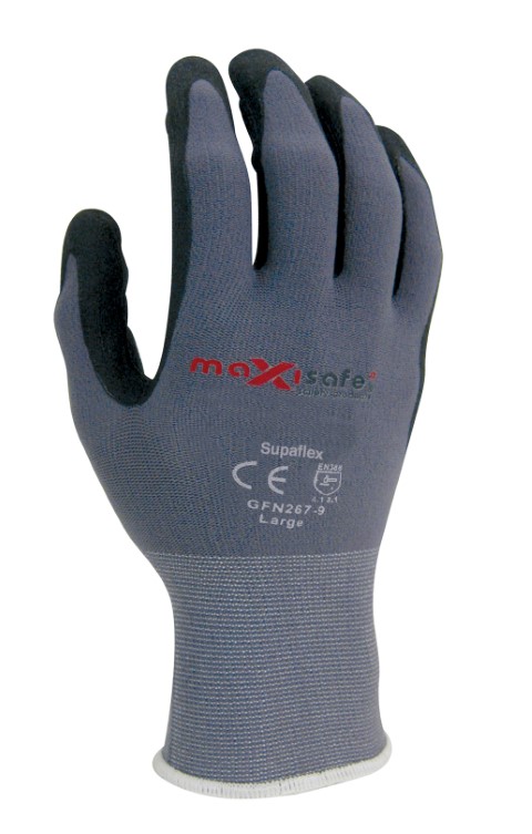 MAXISAFE SUPERFLEX GLOVES POLYURETHANE/NITRILE MICRO FOAM COATED - MED